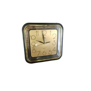 1980s telesonic Wall Clock Vintage Glam Clear Acrylic Aesthetic GOLD & BLACK 80s